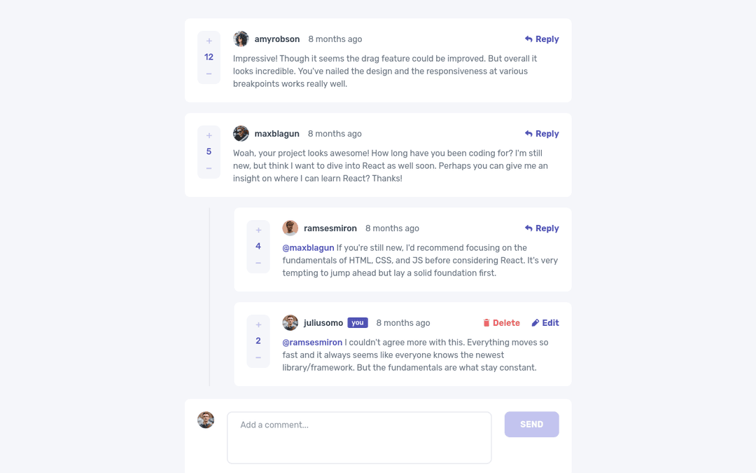 Interactive comments section image