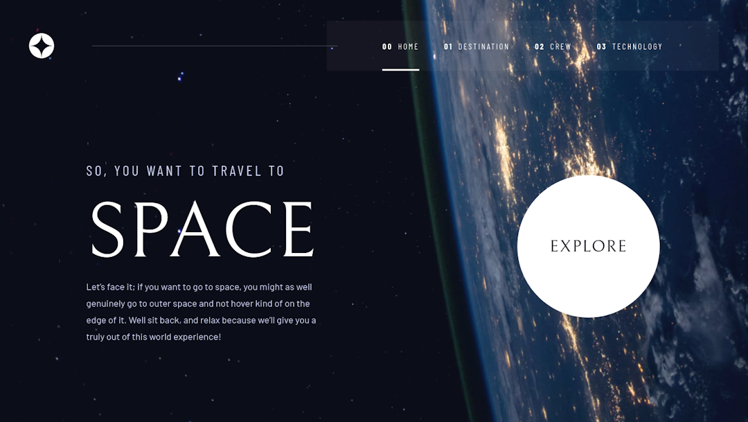 Space Tourism Website image